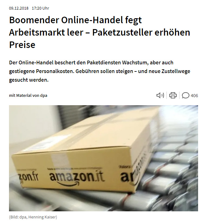 Preiserhöhungen bei Transport- und Paketdienstleistern