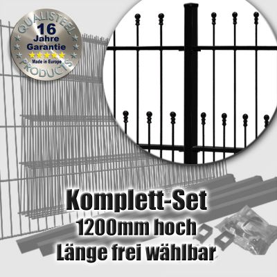 Schmuckzaun Komplett-Set DECORA fvz. + schwarz 1200mm