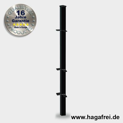 Zaunpfosten DECORA feuerverzinkt + schwarz 40 x 40 mm