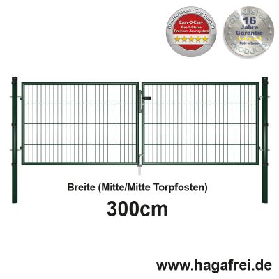 Doppeltor EASY-B-EASY feuerverzinkt + grün 3m Breite