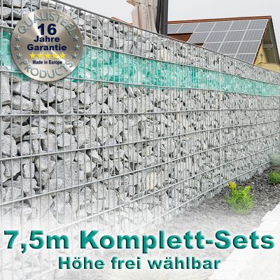 Gabionenzaun-Set 8-6-8 feuerverzinkt 7,5m