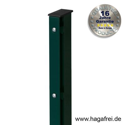 Rechteckpfosten EASY-B-EASY 60 x 40 mm mit Abdeckschiene grün RAL6005