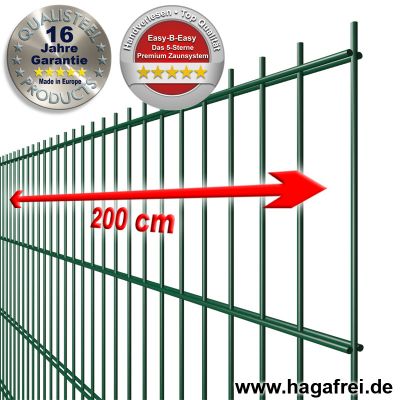 5-Sterne Premium Doppelstab-Zaunmatte EASY-B-EASY fvz. + pulverbeschichtet grün RAL6005