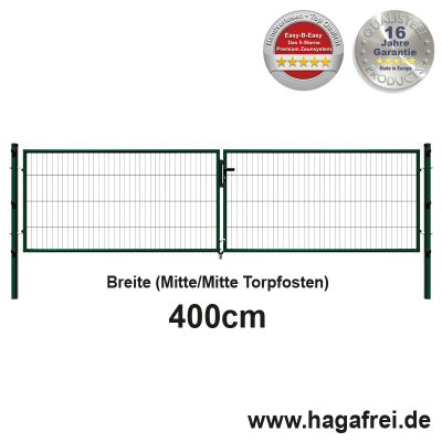 Doppelstab-Doppeltor EASY-B-EASY fvz.+ grün 4m Breite