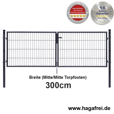 Doppeltor EASY-B-EASY feuerverzinkt + anthr. 3m Breite