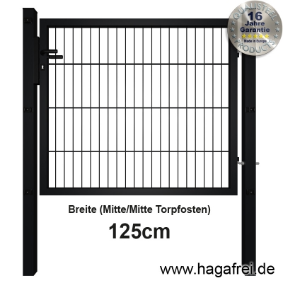 SECURA Doppelstab-Tor 6-5-6 fvz. + SCHWARZ pulverbeschichtet 1,25m Breite