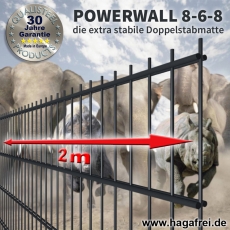 POWERWALL Doppelstab-Zaunmatte 8-6-8 fvz. + pulverbeschichtet grün RAL6005