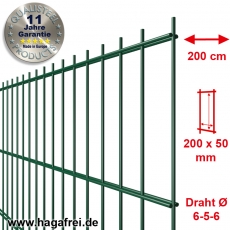 SECURA Doppelstab-Zaunmatte 6-5-6 verzinkt + pulverbeschichtet grün RAL6005