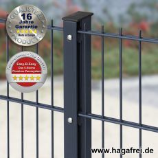 10m Doppelstabmattenzaun-Set EASY-B-EASY Pfosten mit Schiene Höhe 2030mm anthrazit