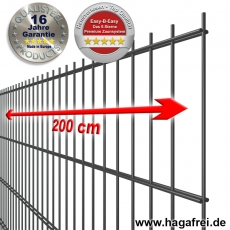 5-Sterne Premium Doppelstab-Zaunmatte EASY-B-EASY fvz. + pulverbeschichtet anhtrazitgrau RAL7016